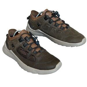 KEEN Highland Mens 8 Olive Green Leather Casual Sneakers Hiking Shoes Ultralight
